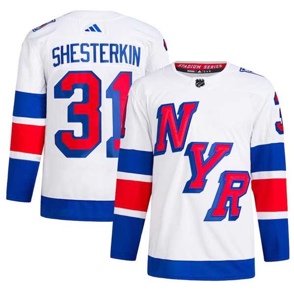 Men%27s New York Rangers #31 Igor Shesterkin White 2024 Stadium Series Stitched Jersey Dzhi